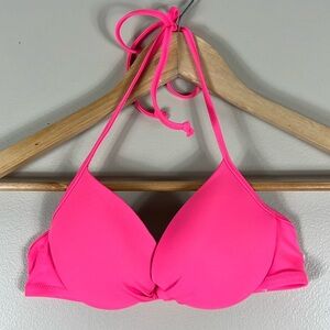 PINK Victoria’s Secret Hot Pink Halter Bikini Top
